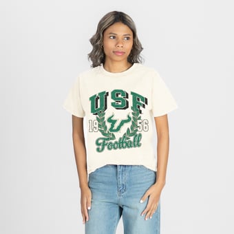 Women's Gameday Couture Natural South Florida Bulls Raised on Victory T-Shirt