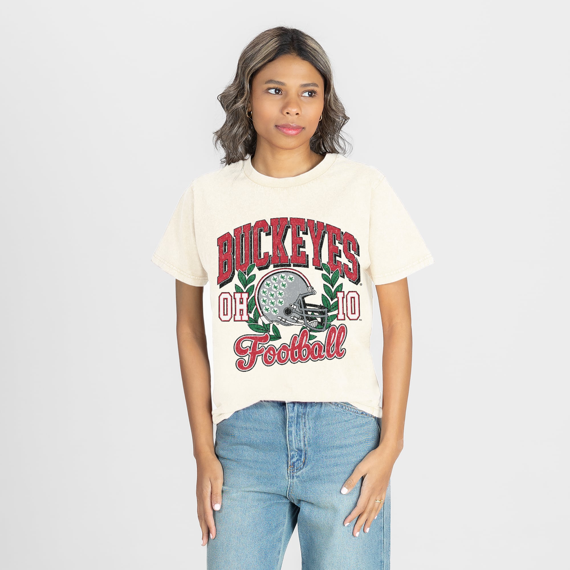 Women's Gameday Couture Natural Ohio State Buckeyes Raised on Victory T-Shirt