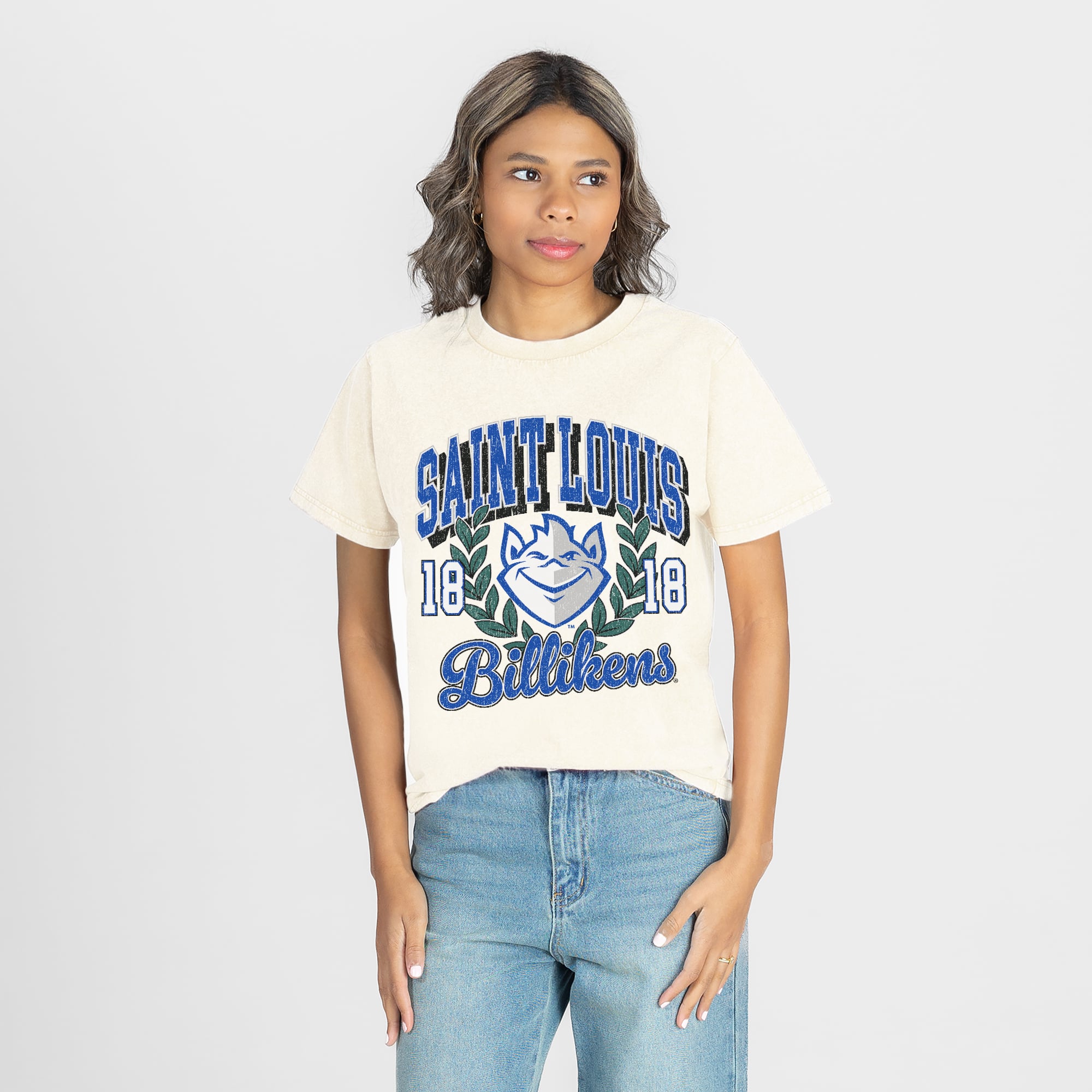 Women's Gameday Couture Natural Saint Louis Billikens Raised on Victory T-Shirt
