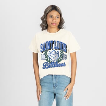 Women's Gameday Couture Natural Saint Louis Billikens Raised on Victory T-Shirt