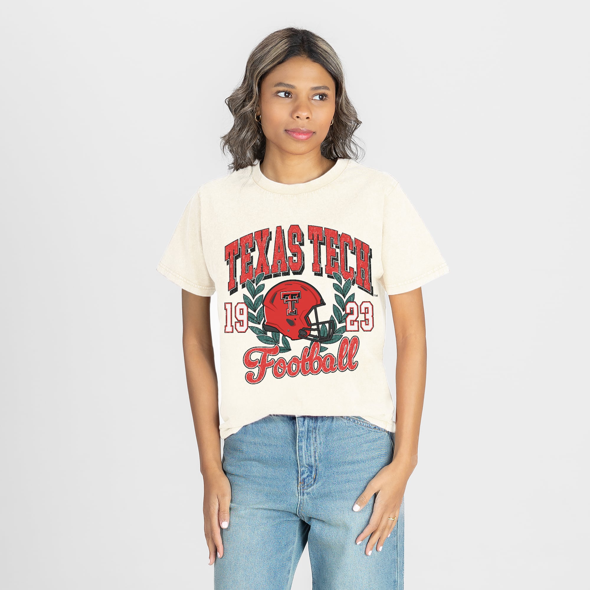 Women's Gameday Couture Natural Texas Tech Red Raiders Raised on Victory T-Shirt