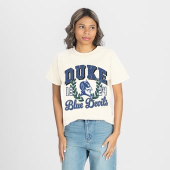 Women's Gameday Couture Natural Duke Blue Devils Raised on Victory T-Shirt