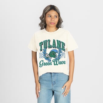 Women's Gameday Couture Natural Tulane Green Wave Raised on Victory T-Shirt
