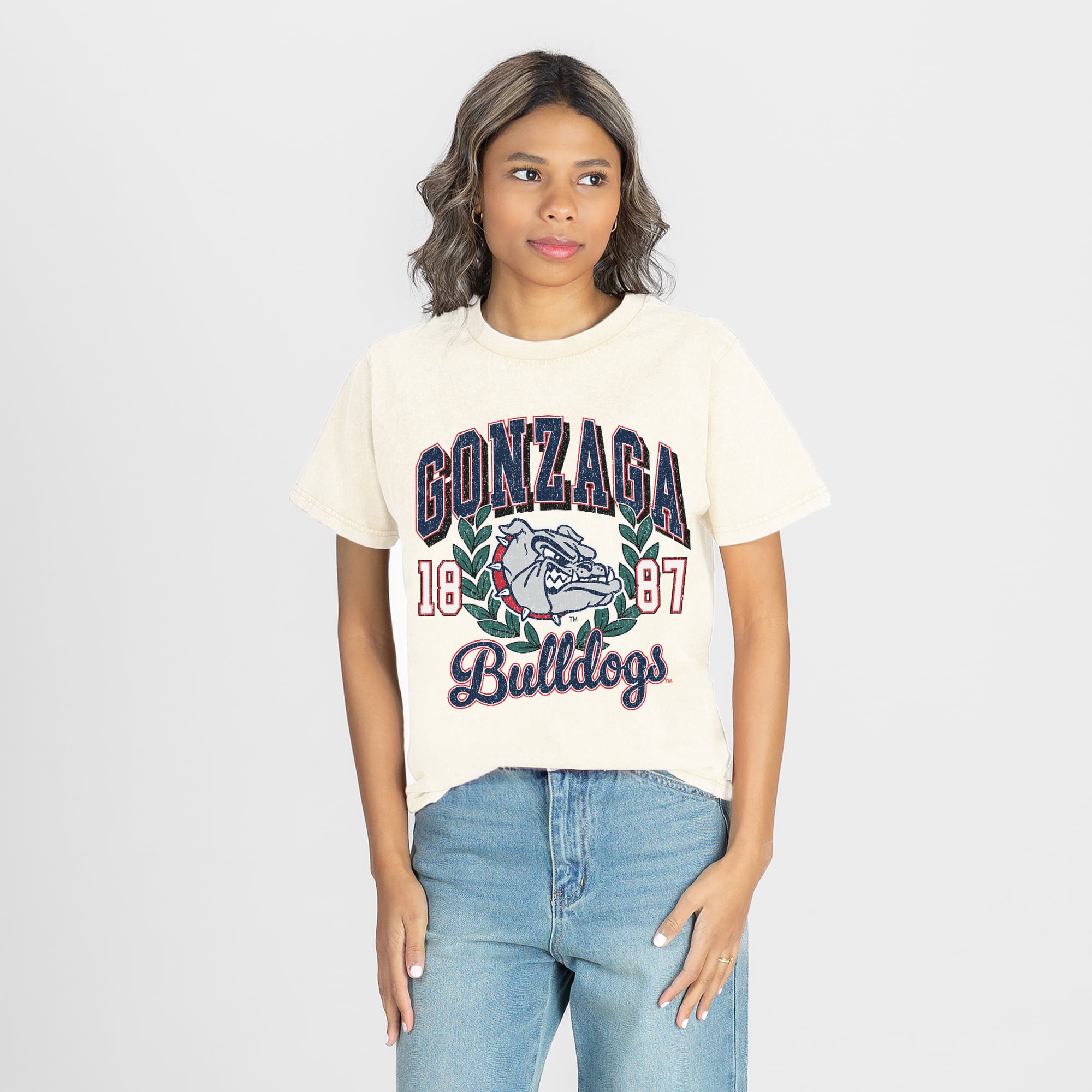 Women's Gameday Couture Natural Gonzaga Bulldogs Raised on Victory T-Shirt