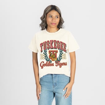 Women's Gameday Couture Natural Tuskegee Golden Tigers Raised on Victory T-Shirt