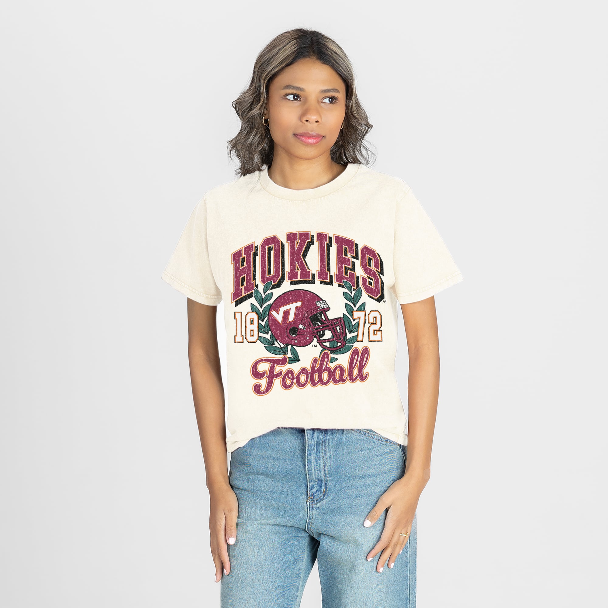 Women's Gameday Couture Natural Virginia Tech Hokies Raised on Victory T-Shirt