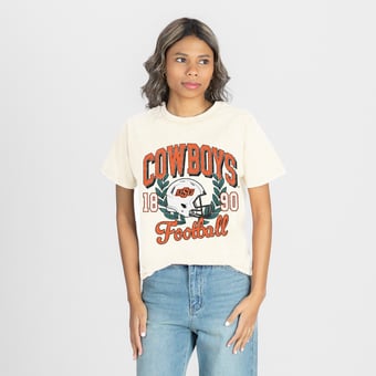 Women's Gameday Couture Natural Oklahoma State Cowboys Raised on Victory T-Shirt