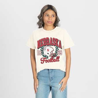 Women's Gameday Couture Natural Nebraska Huskers Raised on Victory T-Shirt