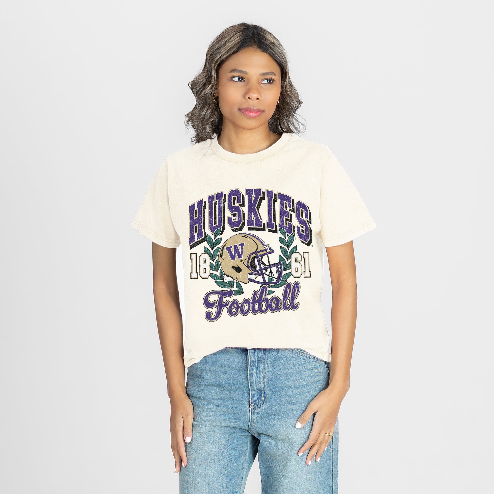 Women's Gameday Couture Natural Washington Huskies Raised on Victory T-Shirt