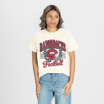 Women's Gameday Couture Natural Arkansas Razorbacks Raised on Victory T-Shirt