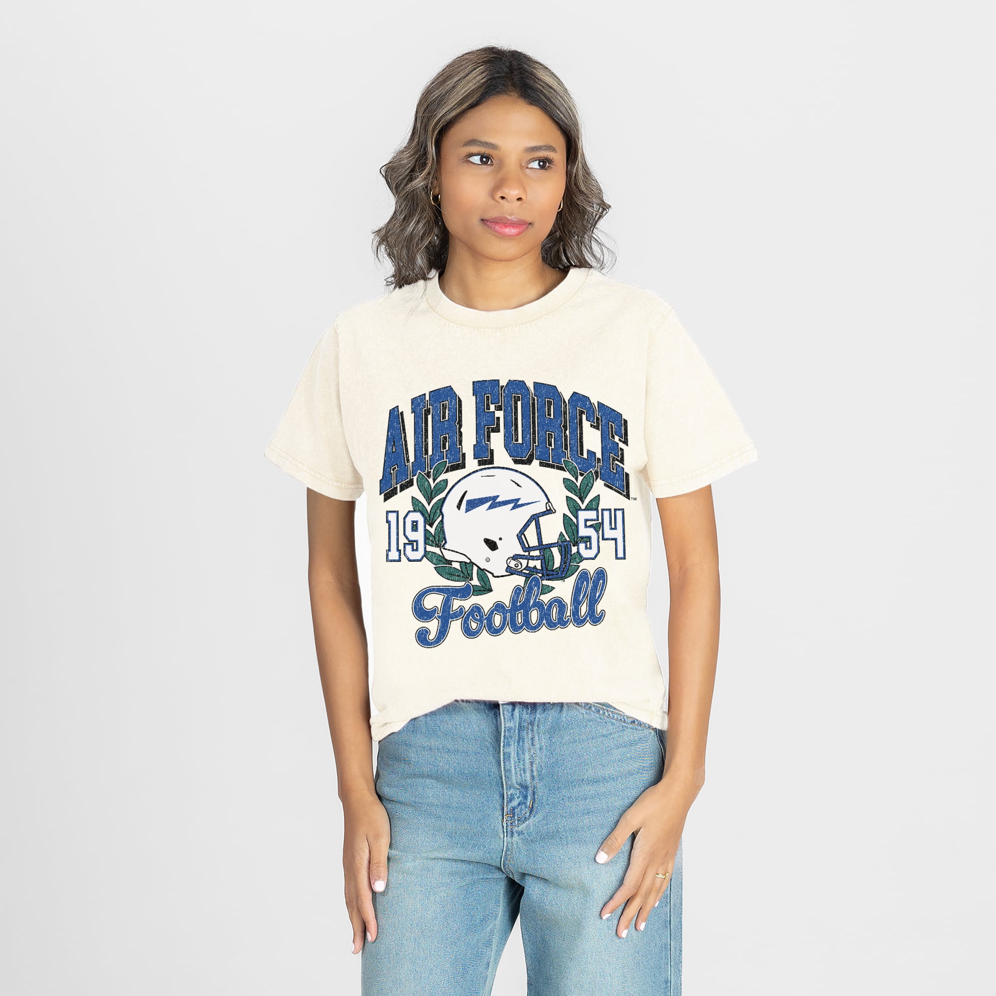 Women's Gameday Couture Natural Air Force Falcons Raised on Victory T-Shirt
