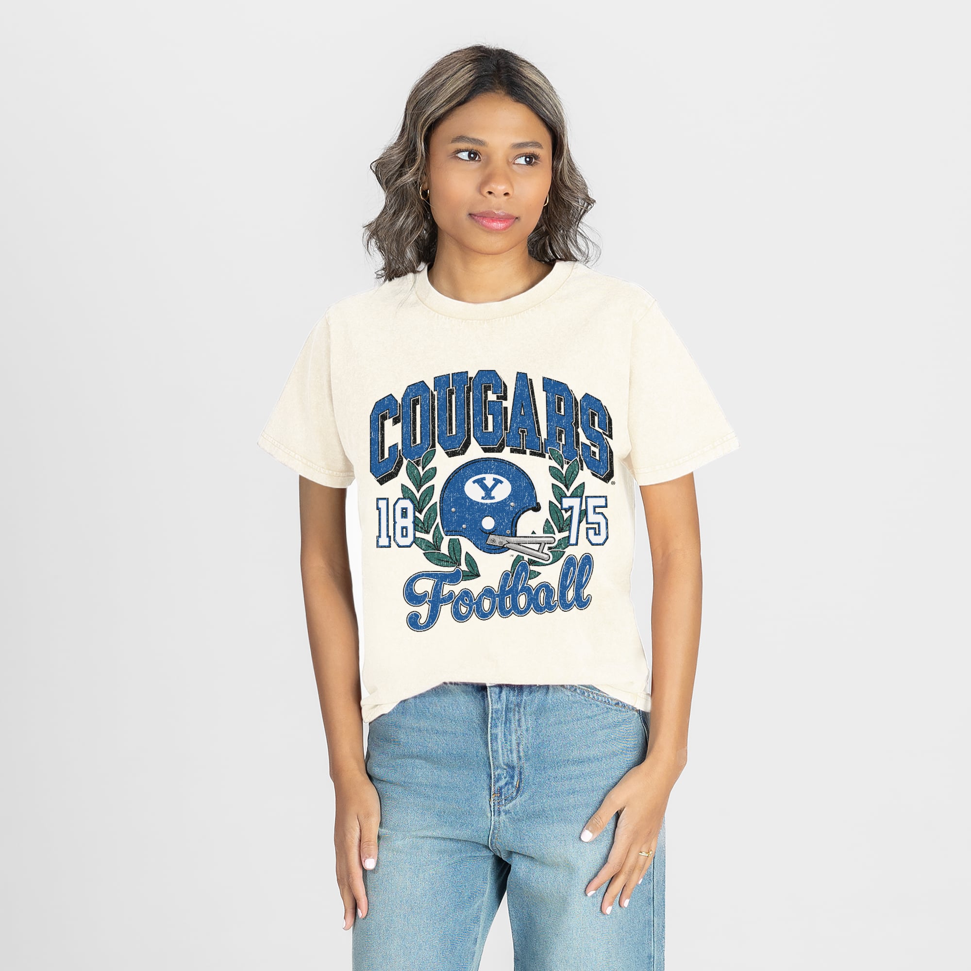 Women's Gameday Couture Natural BYU Cougars Raised on Victory T-Shirt