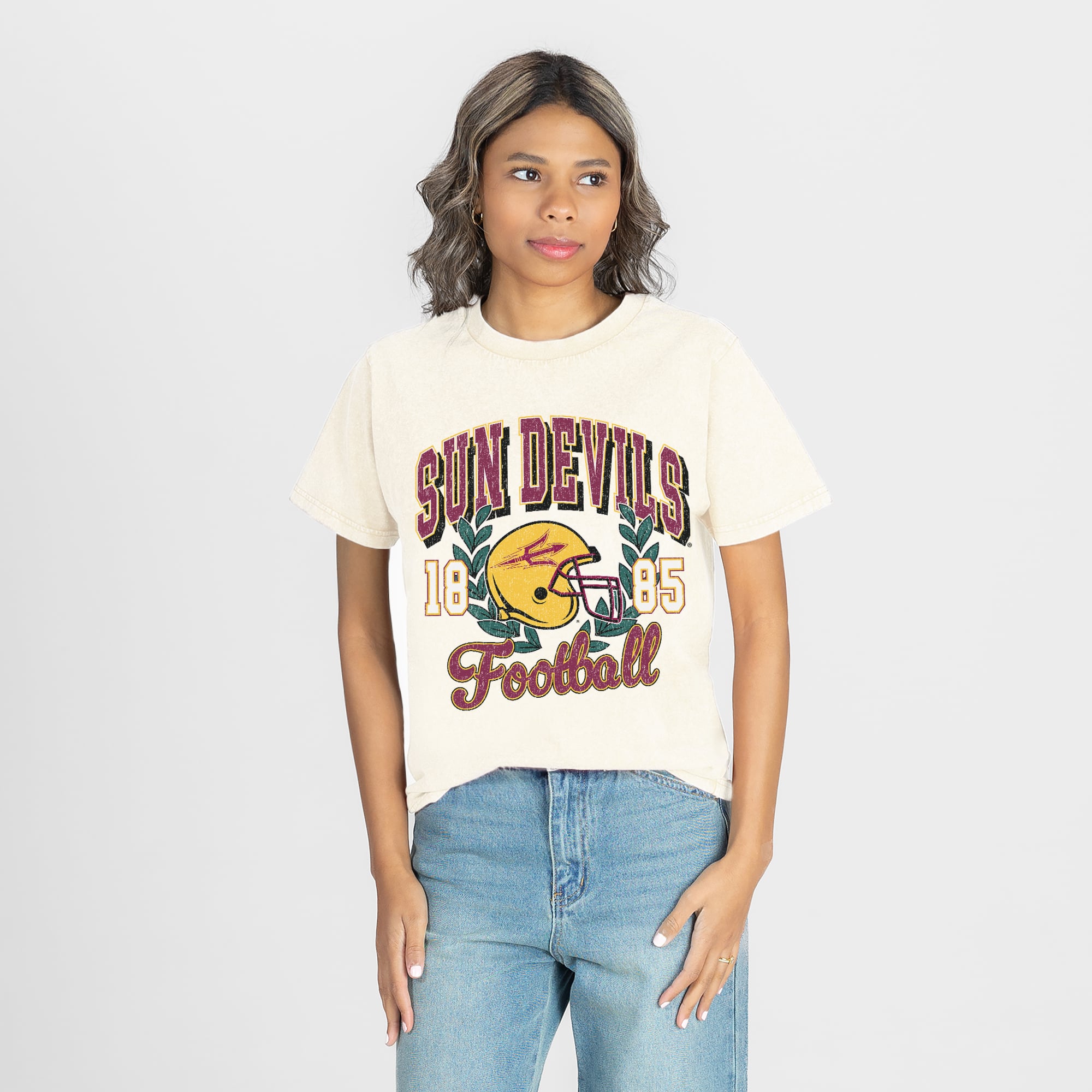 Women's Gameday Couture Natural Arizona State Sun Devils Raised on Victory T-Shirt