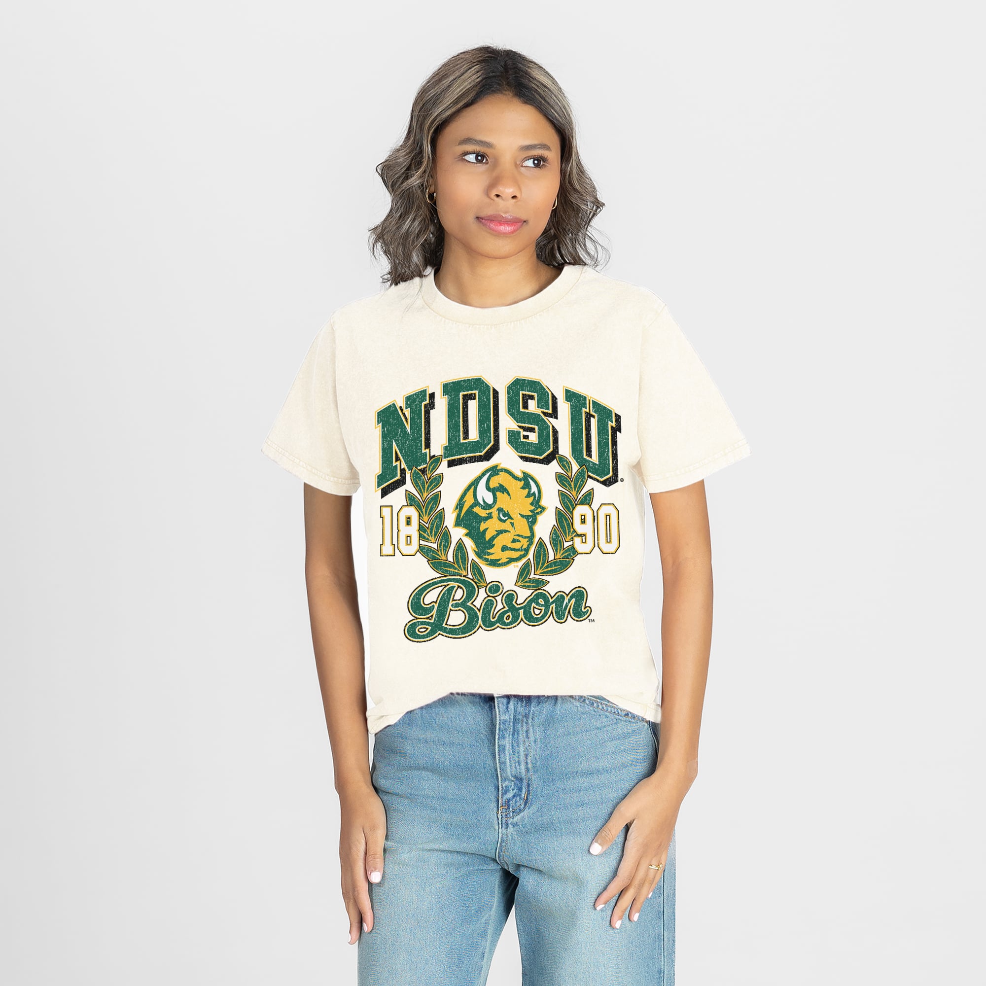 Women's Gameday Couture Natural NDSU Bison Raised on Victory T-Shirt