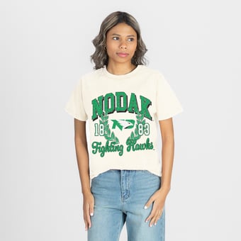 Women's Gameday Couture Natural North Dakota Raised on Victory T-Shirt