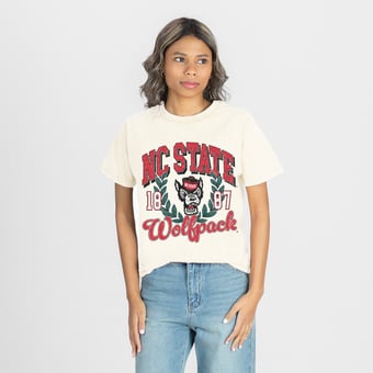 Women's Gameday Couture Natural NC State Wolfpack Raised on Victory T-Shirt