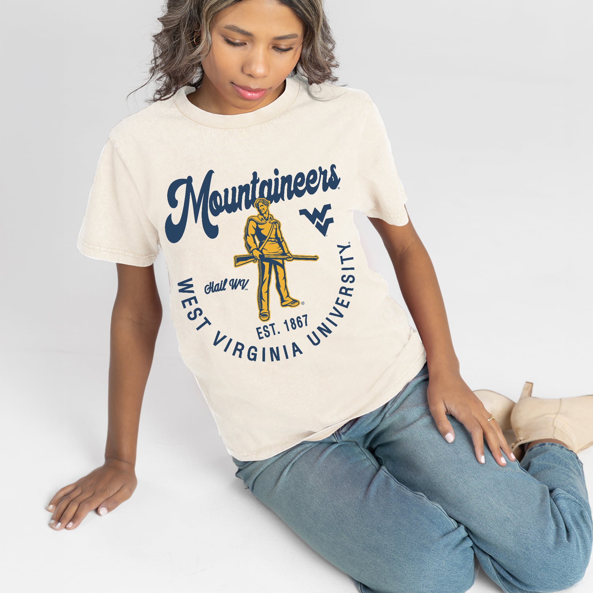 Women's Gameday Couture Natural West Virginia Mountaineers You Know Our Name T-Shirt