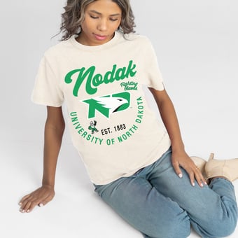 Women's Gameday Couture Natural North Dakota You Know Our Name T-Shirt