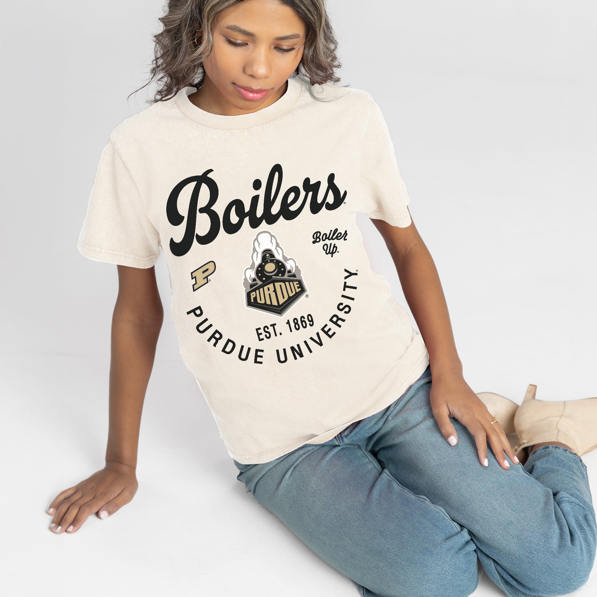 Women's Gameday Couture Natural Purdue Boilermakers You Know Our Name T-Shirt