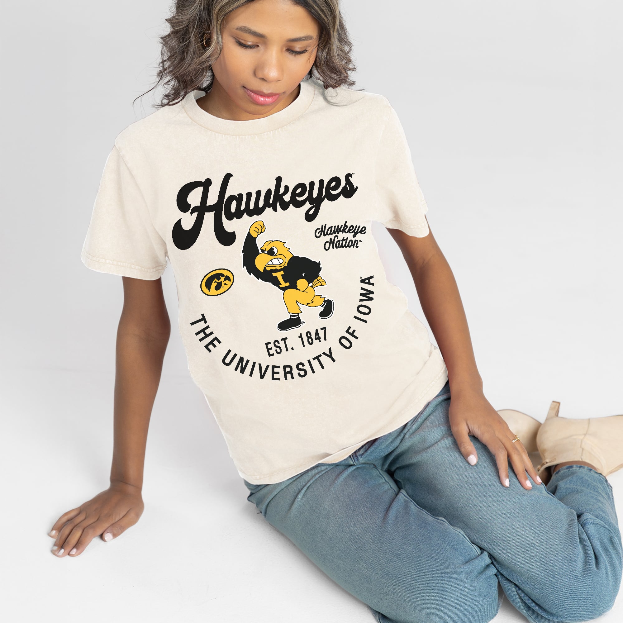 Women's Gameday Couture Natural Iowa Hawkeyes You Know Our Name T-Shirt