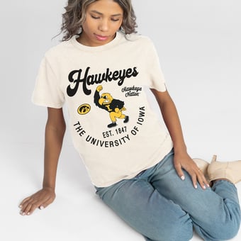 Women's Gameday Couture Natural Iowa Hawkeyes You Know Our Name T-Shirt