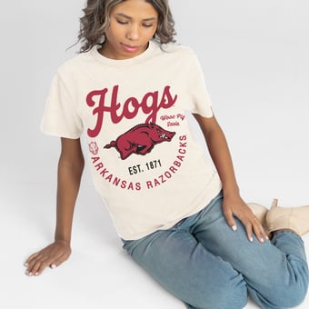 Women's Gameday Couture Natural Arkansas Razorbacks You Know Our Name T-Shirt