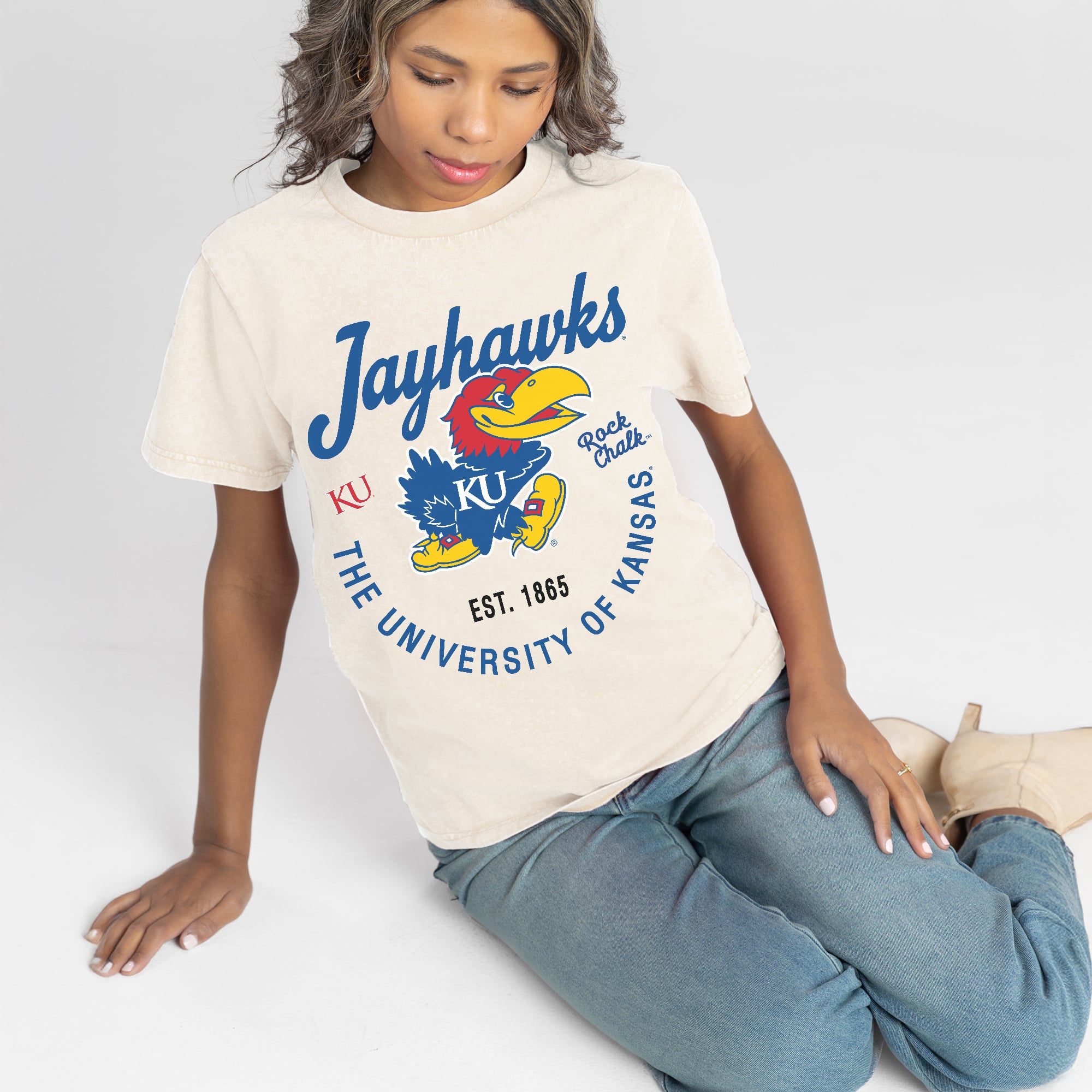 Women's Gameday Couture Natural Kansas Jayhawks You Know Our Name T-Shirt