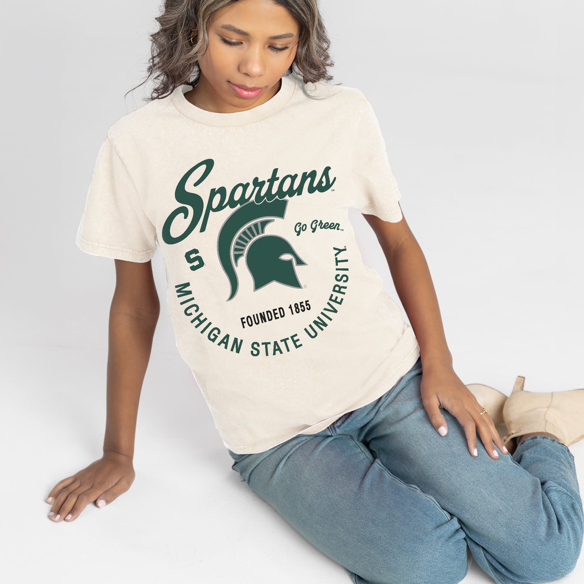 Women's Gameday Couture Natural Michigan State Spartans You Know Our Name T-Shirt
