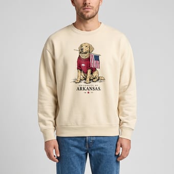 Unisex Uscape Apparel Cream Arkansas Razorbacks Americana Good Boy Ribbed Premium Sweatshirt