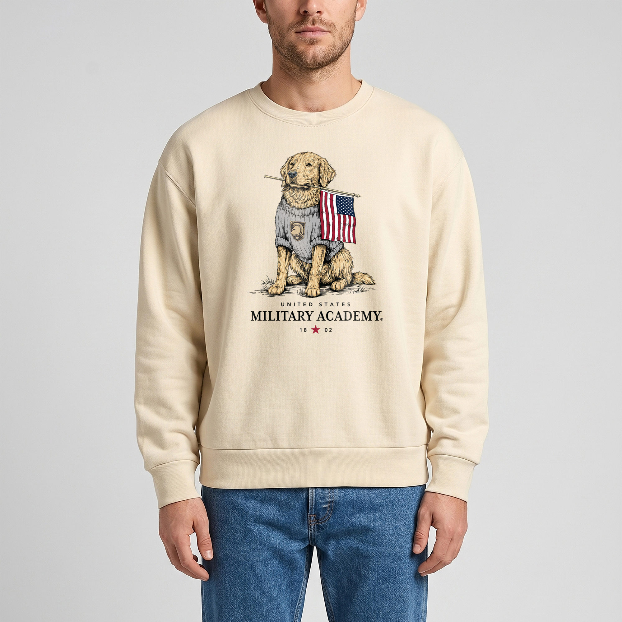 Unisex Uscape Apparel Cream Army Black Knights Americana Good Boy Ribbed Premium Sweatshirt