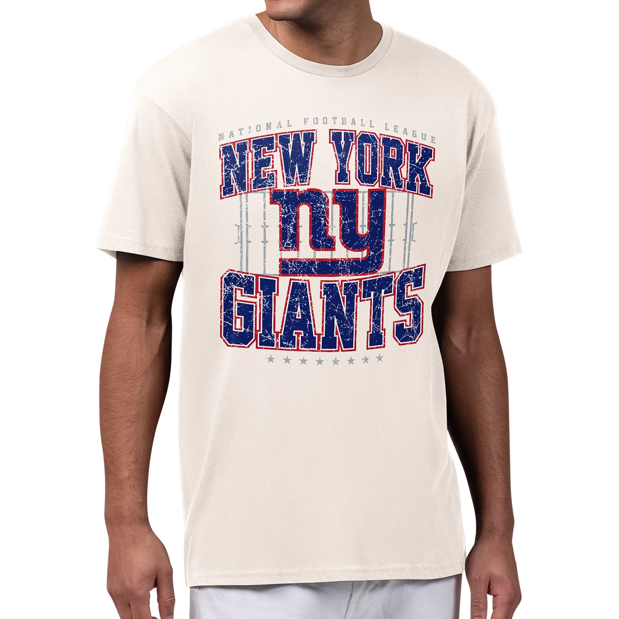 Men’s Starter Cream New York Giants Distressed Field T-Shirt Men’s Starter Cream New York Giants Distressed Field T-Shirt