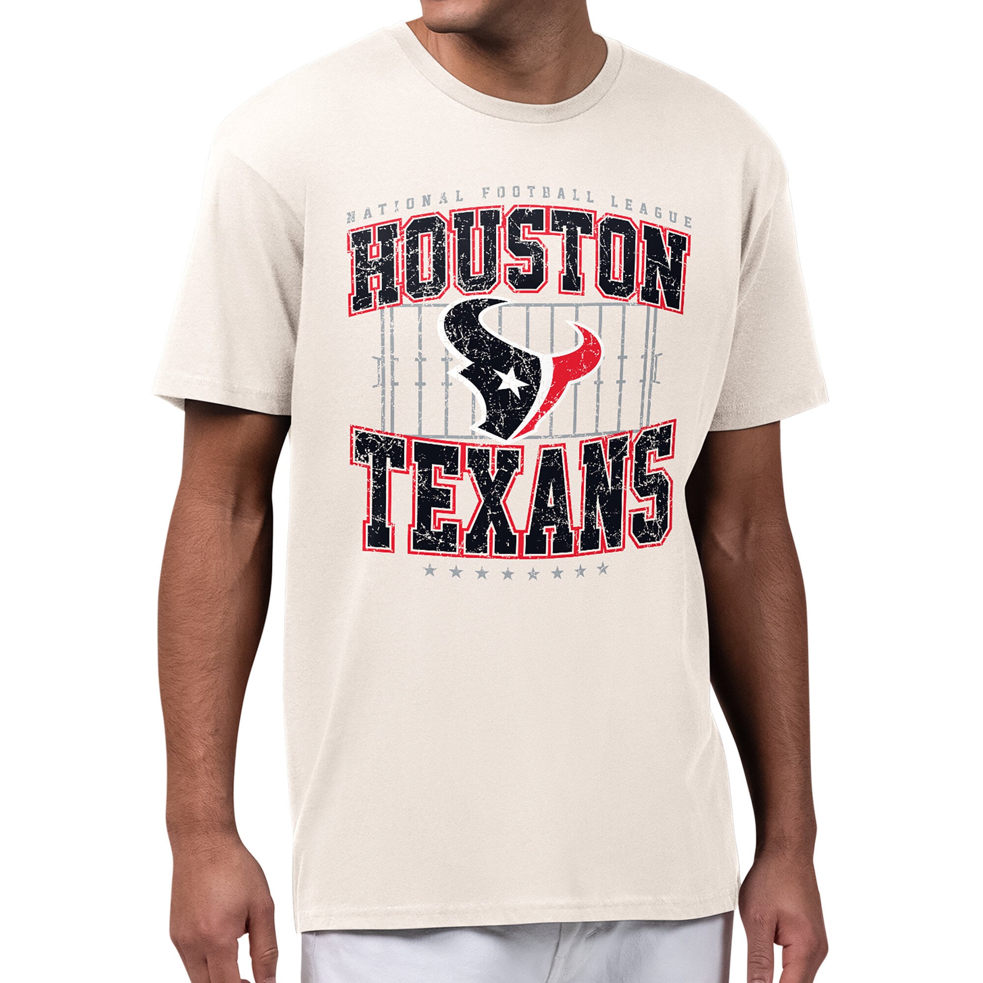 Men’s Starter Cream Houston Texans Distressed Field T-Shirt Men’s Starter Cream Houston Texans Distressed Field T-Shirt
