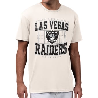 Men's Starter Cream Las Vegas Raiders Distressed Field T-Shirt