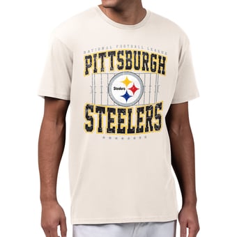 Men's Starter Cream Pittsburgh Steelers Distressed Field T-Shirt