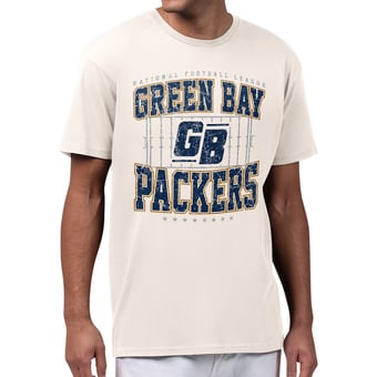 Men's Starter Cream Green Bay Packers Distressed Field T-Shirt