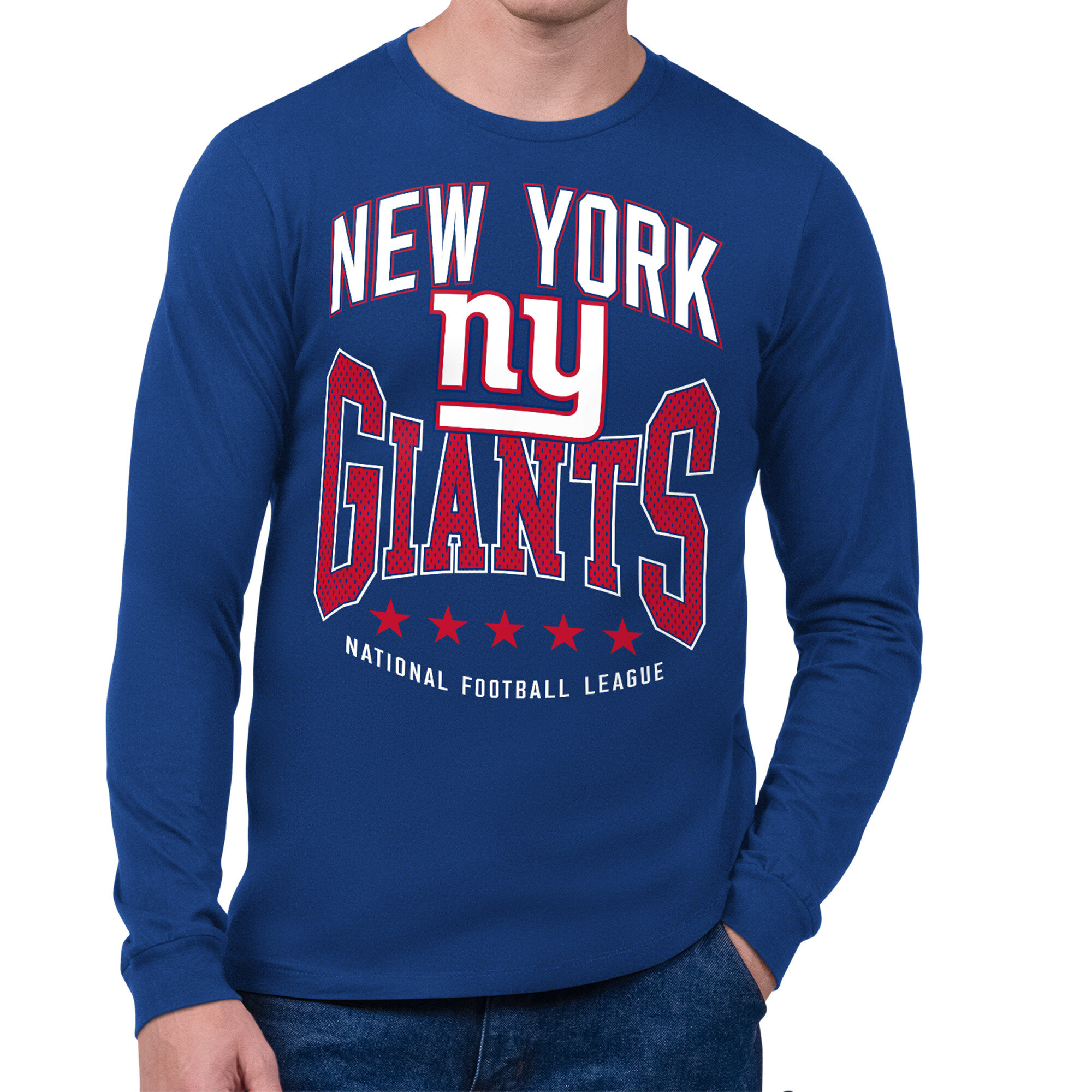 Men's Starter Royal New York Giants Center Squeeze Long Sleeve T-Shirt