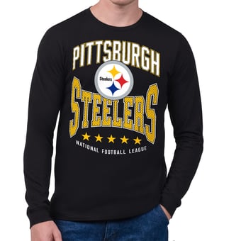 Men's Starter Black Pittsburgh Steelers Center Squeeze Long Sleeve T-Shirt