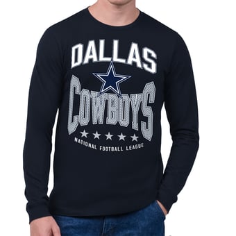 Men's Starter Navy Dallas Cowboys Center Squeeze Long Sleeve T-Shirt