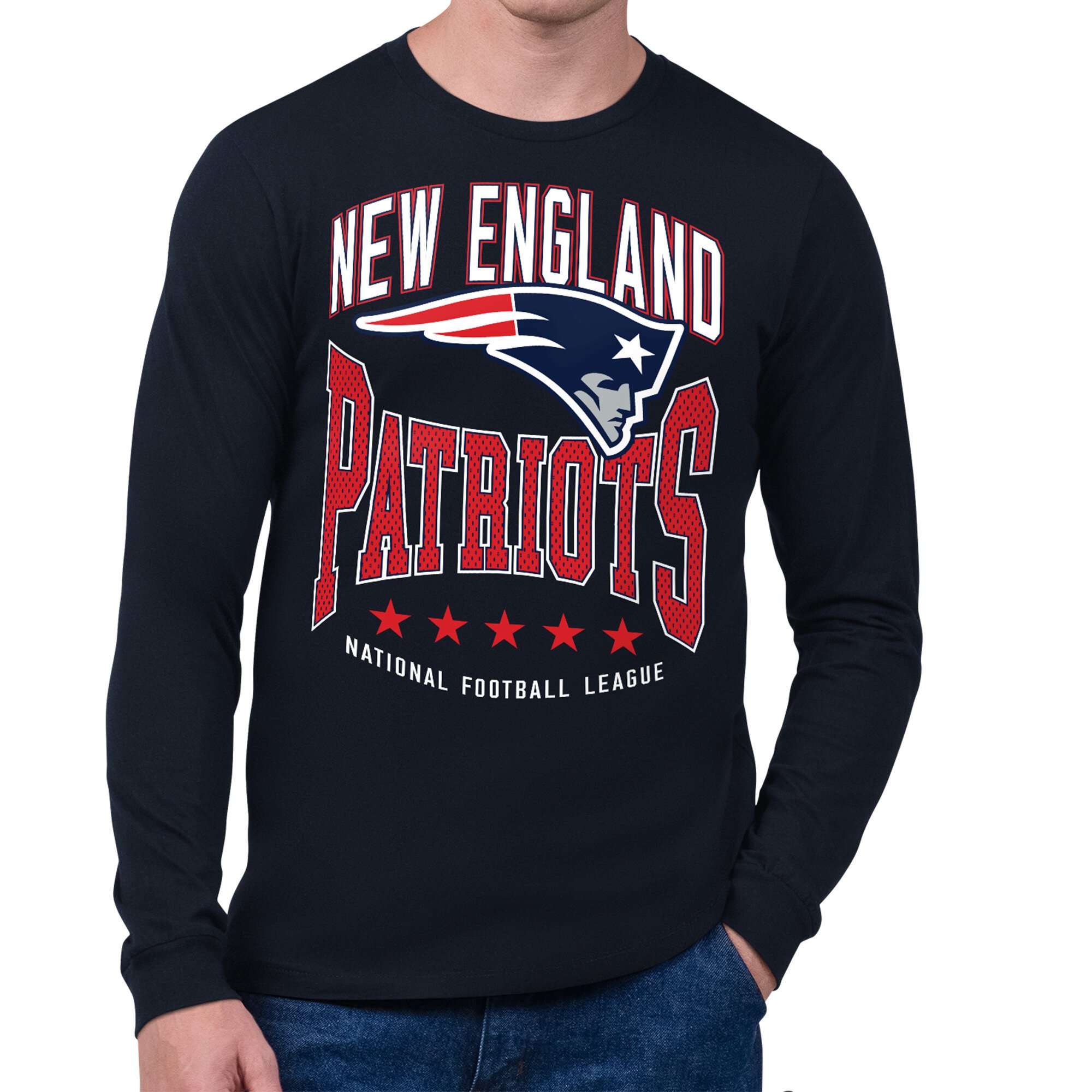Men’s Starter Navy New England Patriots Center Squeeze Long Sleeve T-Shirt Men’s Starter Navy New England Patriots Center Squeeze Long Sleeve T-Shirt