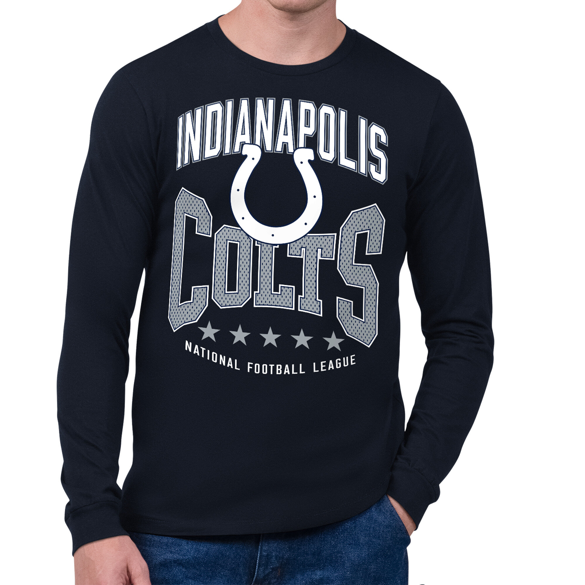 Men's Starter Navy Indianapolis Colts Center Squeeze Long Sleeve T-Shirt