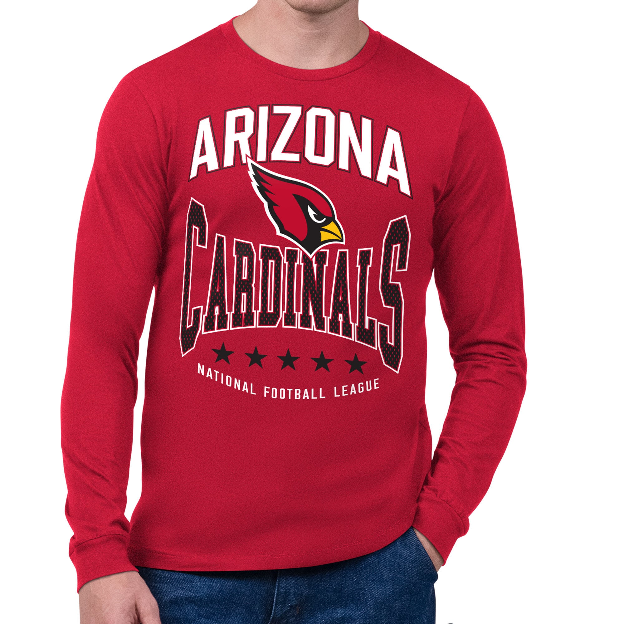 Men's Starter Red Arizona Cardinals Center Squeeze Long Sleeve T-Shirt