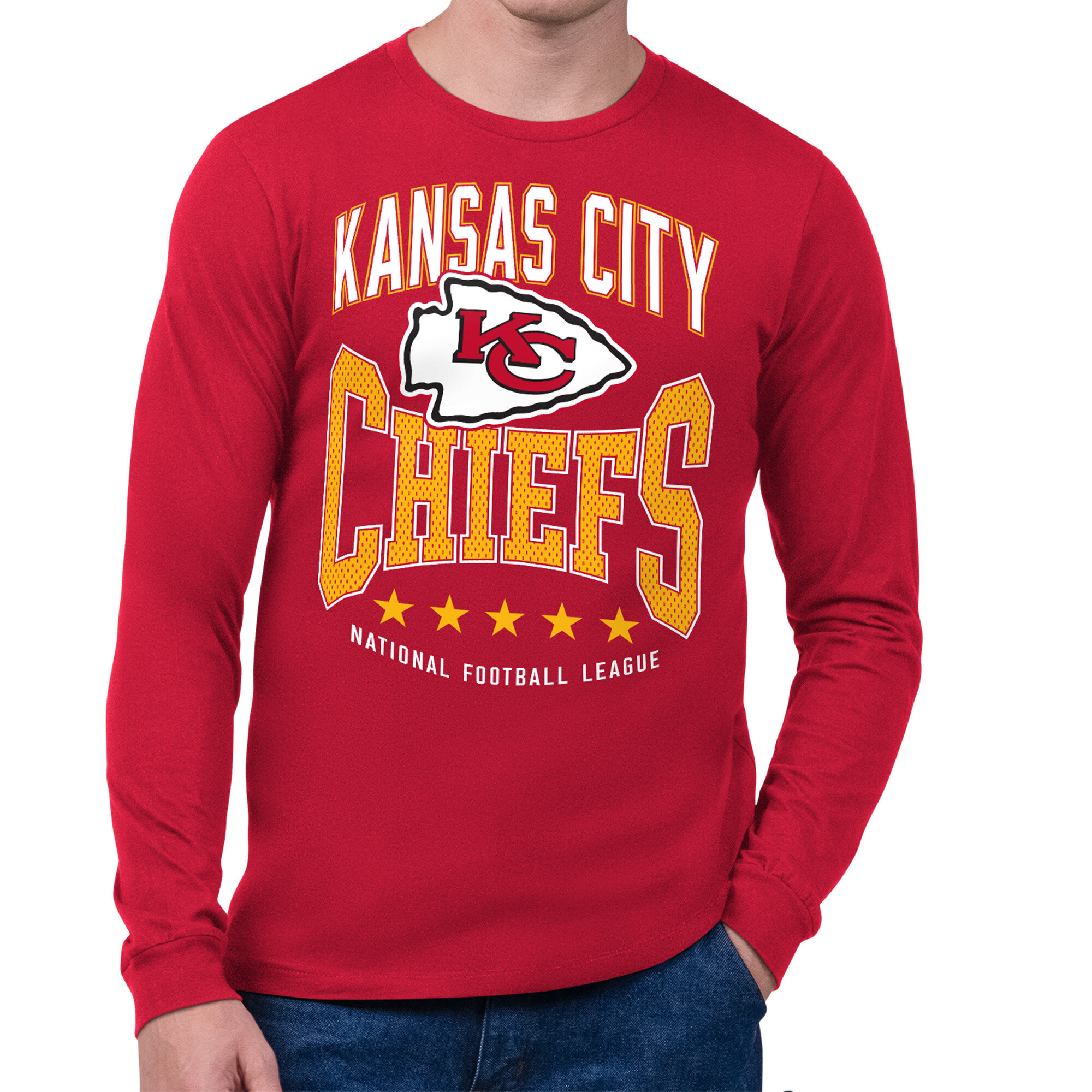 Men's Starter Red Kansas City Chiefs Center Squeeze Long Sleeve T-Shirt