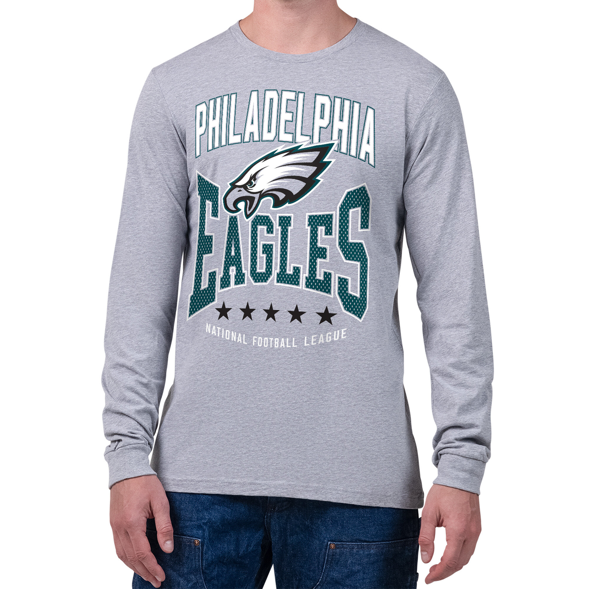 Men's Starter Gray Philadelphia Eagles Center Squeeze Long Sleeve T-Shirt