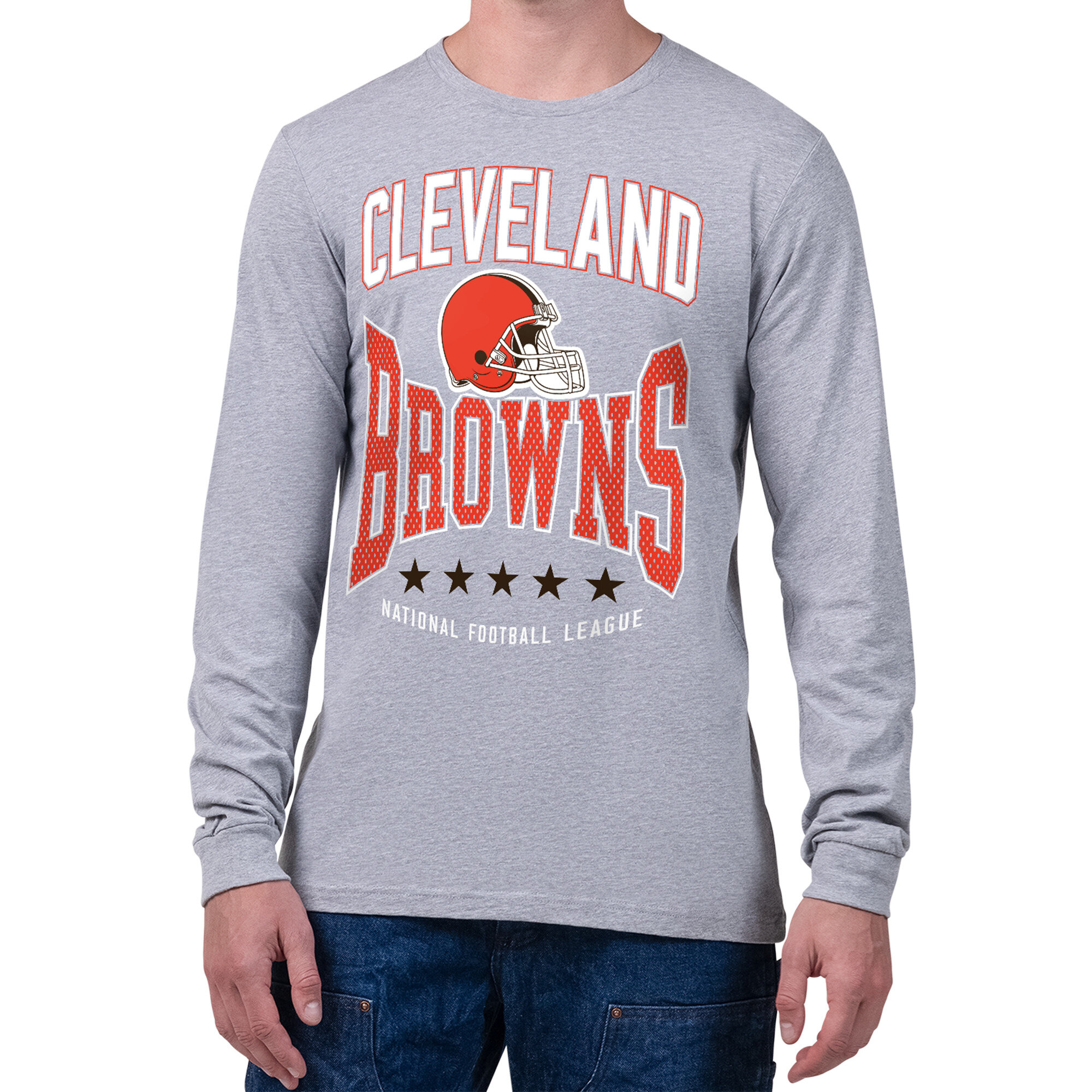 Men's Starter Gray Cleveland Browns Center Squeeze Long Sleeve T-Shirt