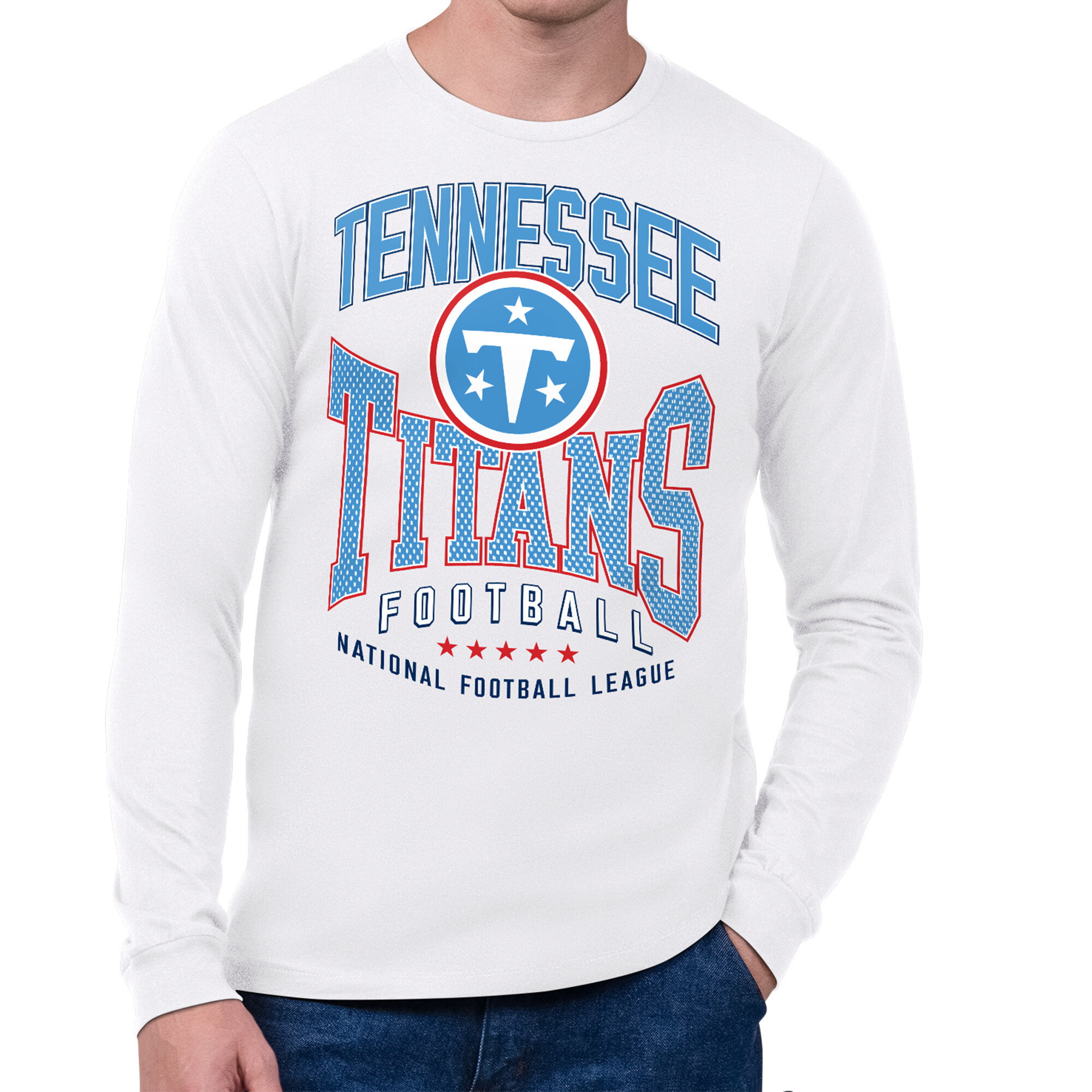 Men's Starter White Tennessee Titans Center Squeeze Long Sleeve T-Shirt