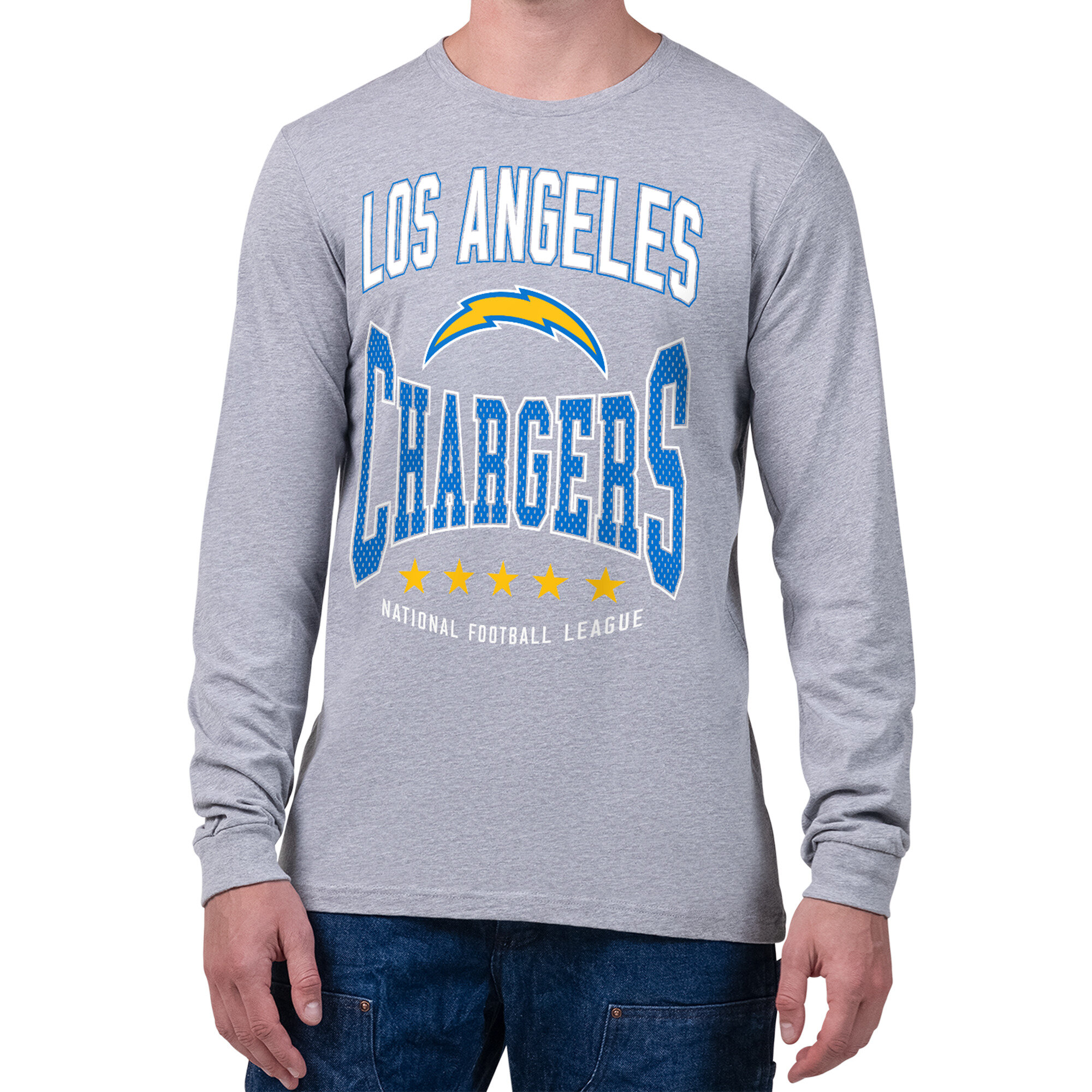 Men's Starter Gray Los Angeles Chargers Center Squeeze Long Sleeve T-Shirt