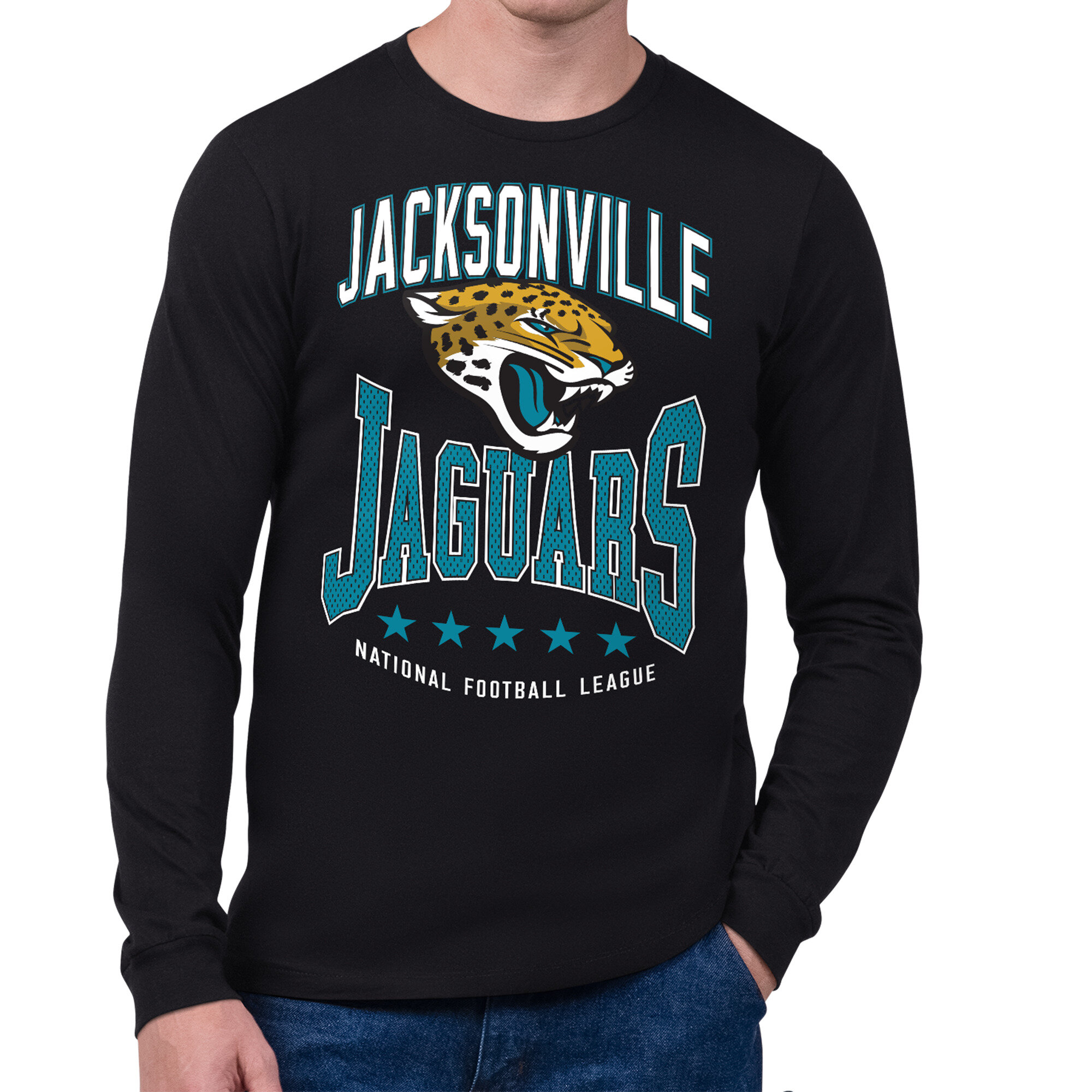 Men's Starter Black Jacksonville Jaguars Center Squeeze Long Sleeve T-Shirt