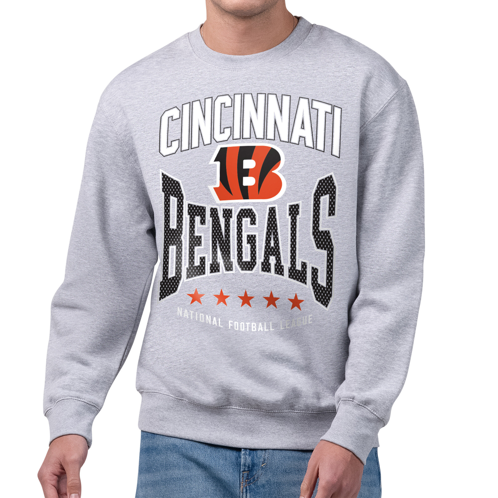 Men's Starter Gray Cincinnati Bengals Center Squeeze Tri-Blend Sweatshirt