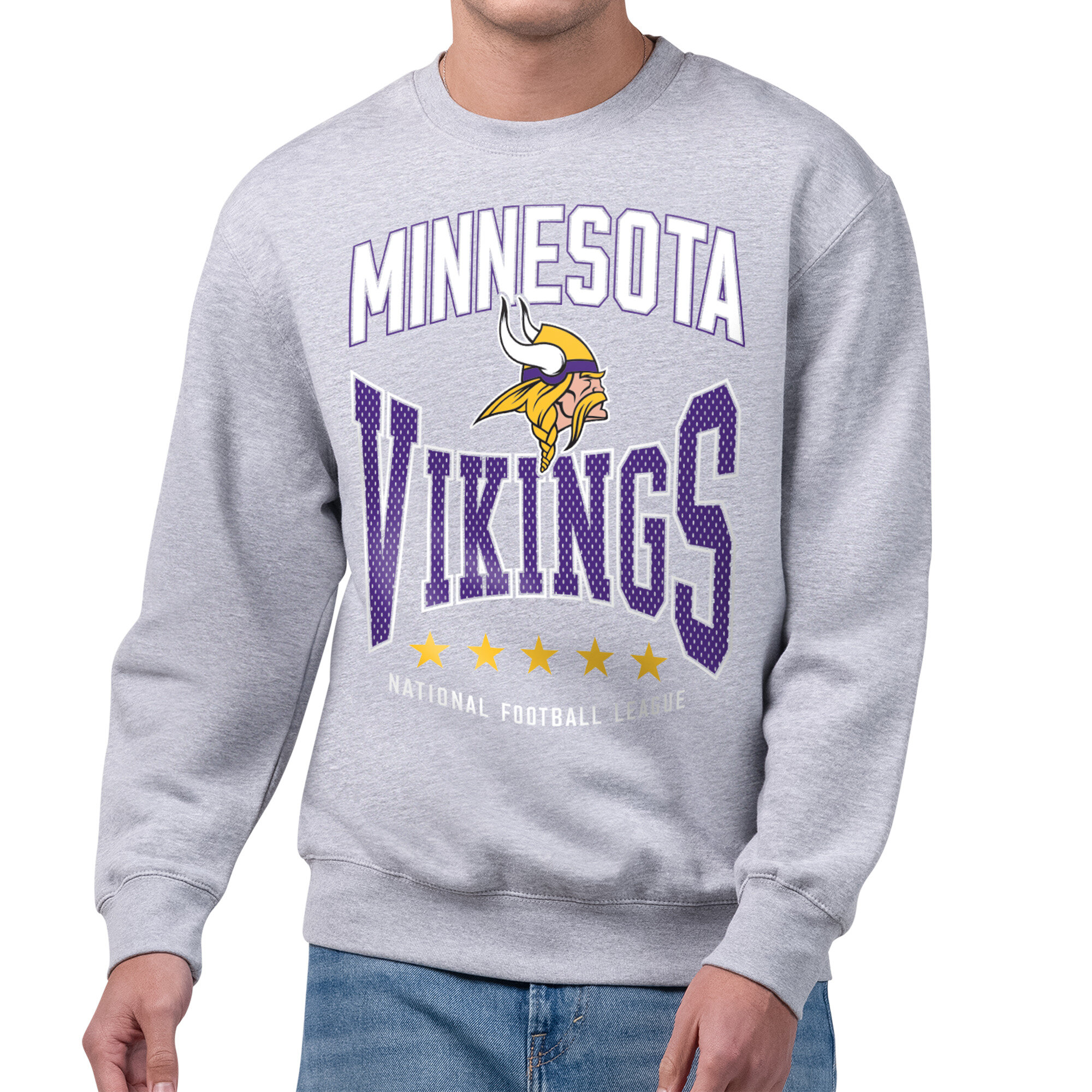 Men's Starter Gray Minnesota Vikings Center Squeeze Tri-Blend Sweatshirt