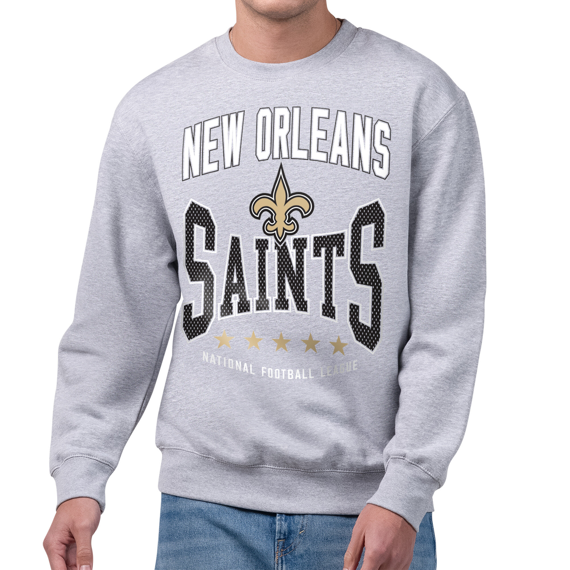 Men's Starter Gray New Orleans Saints Center Squeeze Tri-Blend Sweatshirt